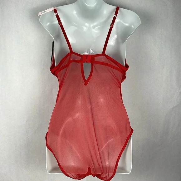 Daisy Fuentes Velvet Molded Cup Lace Push Up Teddy Bodysuit Snap Crotch NWT Sz L - Picture 4 of 16